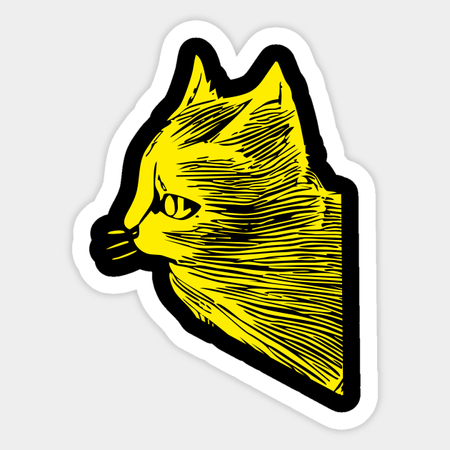 Cat sketch yellow print Sticker by aceofspace